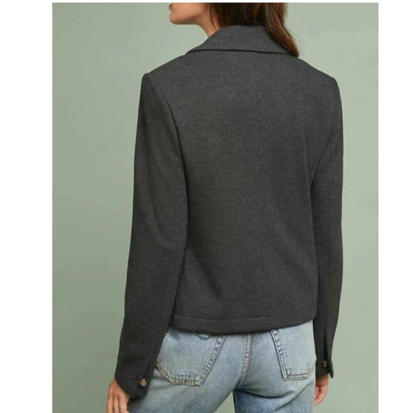 Anthropologie Cartonnier Cropped Blazer Jacket Gray Womens 14 Tomboy Style - Picture 5 of 9